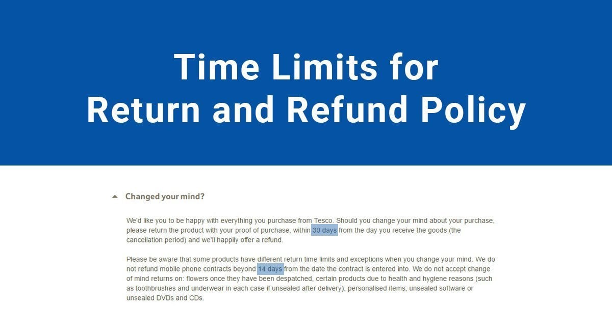 Time limits for Return & Refund Policy TermsFeed