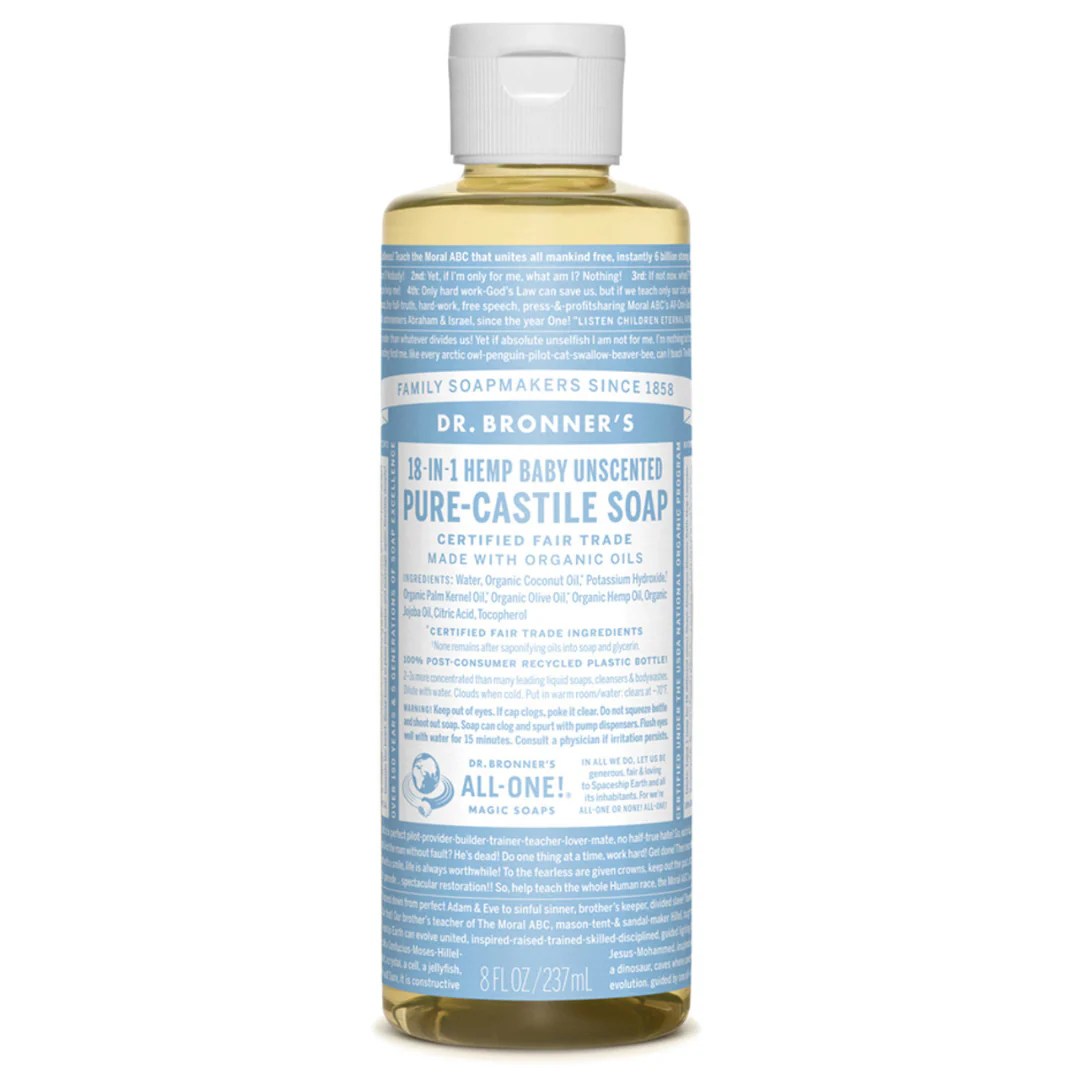 Dr. Bronners Castile Liquid Soap Unscented Baby Mild terra20