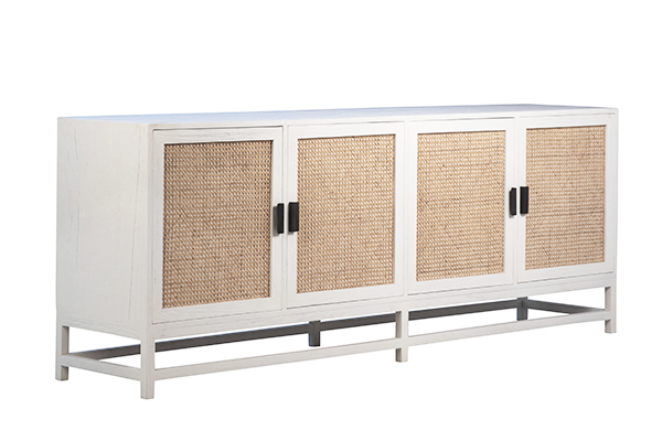 Royette White Wood and Rattan Sideboard Terra Nova Designs