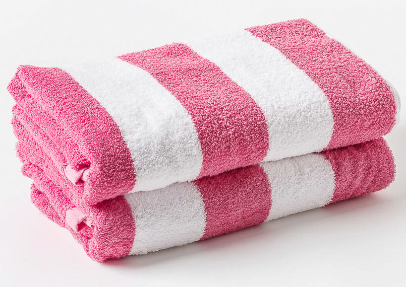 Luxury Chlorine Resistant Pink & White Pool Towel Terri Towelling