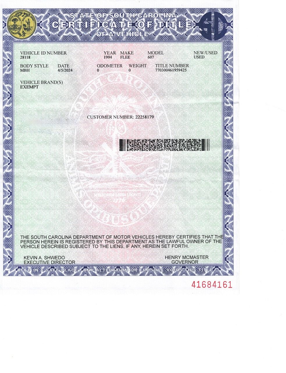 Summerton, SC Singlewide Mobile Home ONLY Terry Howe & Associates