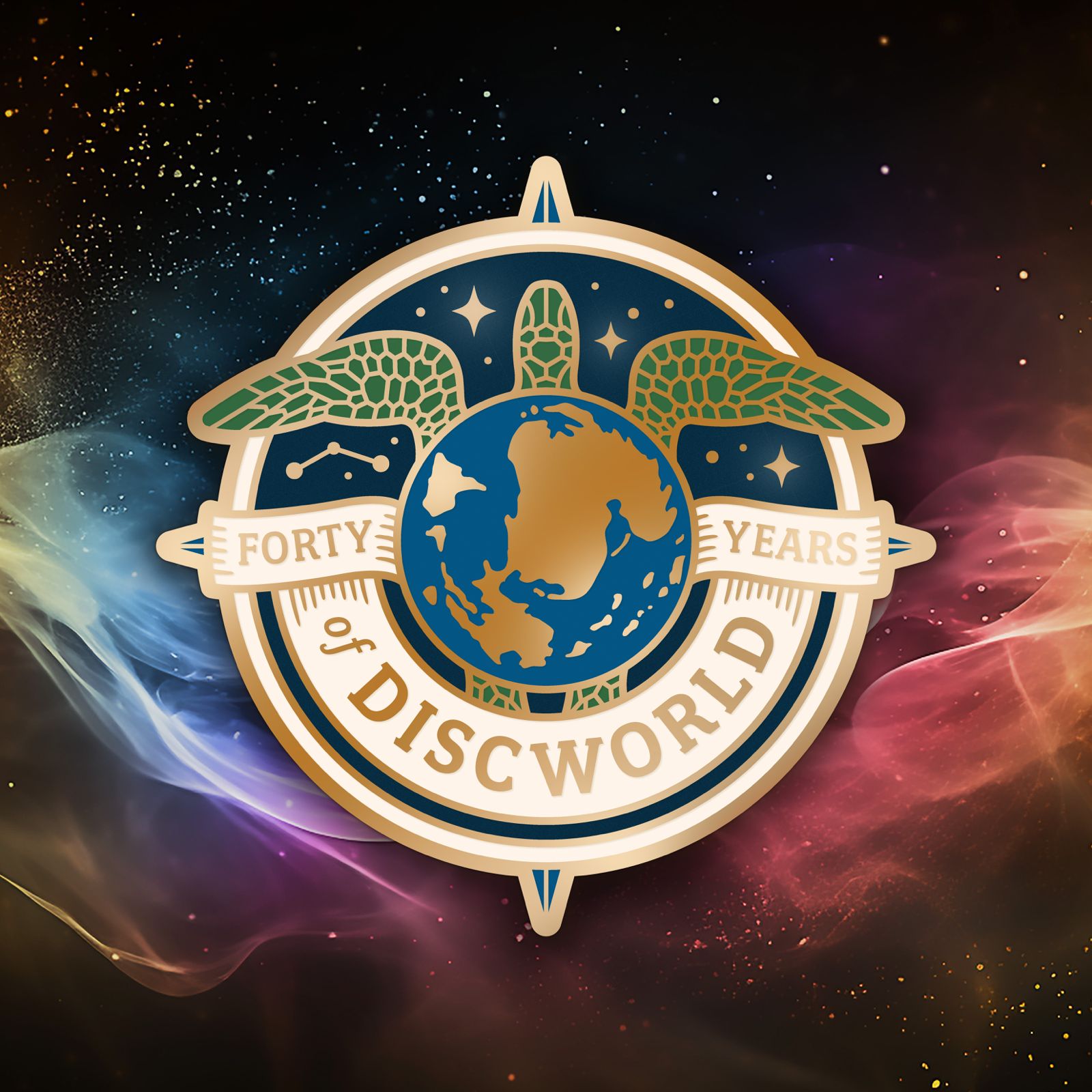 Unveiling the 40 Years of Discworld logo Terry Pratchett