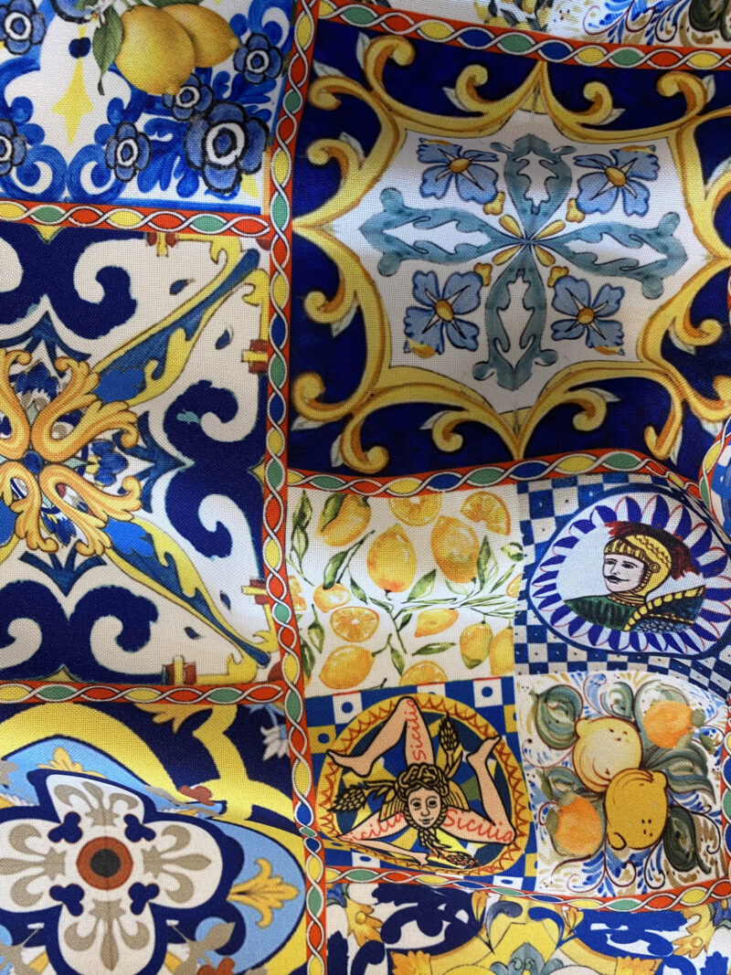 Tessuto maioliche siciliano Textile design exclusive by
