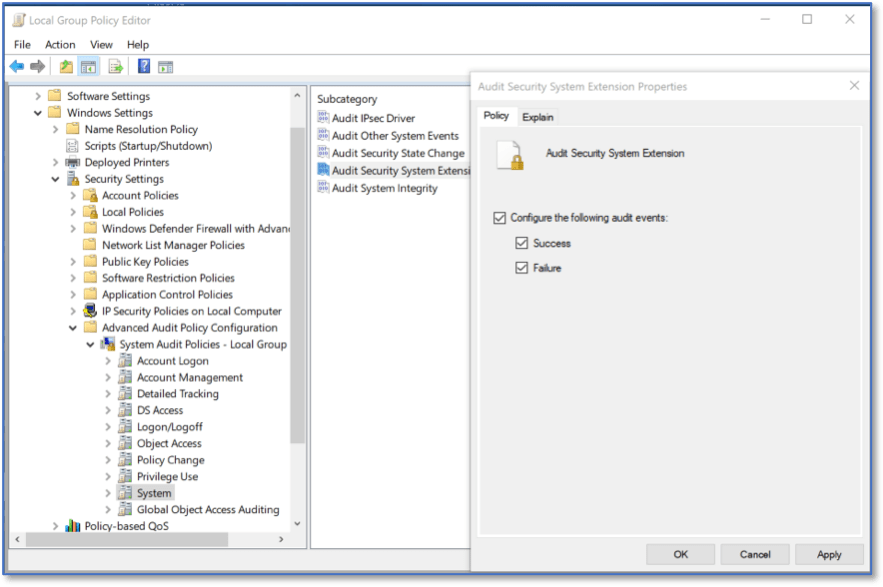 Enabling the System Event Audit Log — Windows 10 IG1 Guide v0.2 documentation