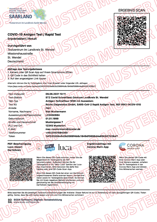 Hinweise zu den Schnelltests Test Saarland