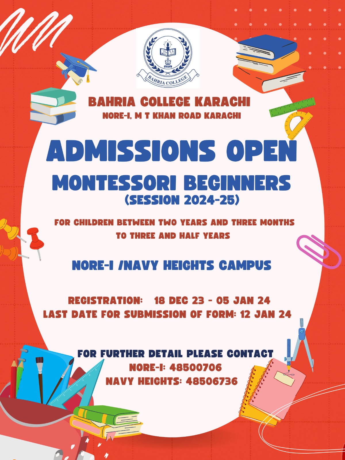 Admissions Montessori Bahria College Karachi NORE1