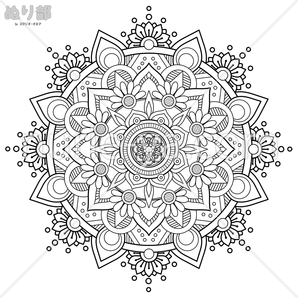【無料】花曼荼羅の塗り絵 ぬり部