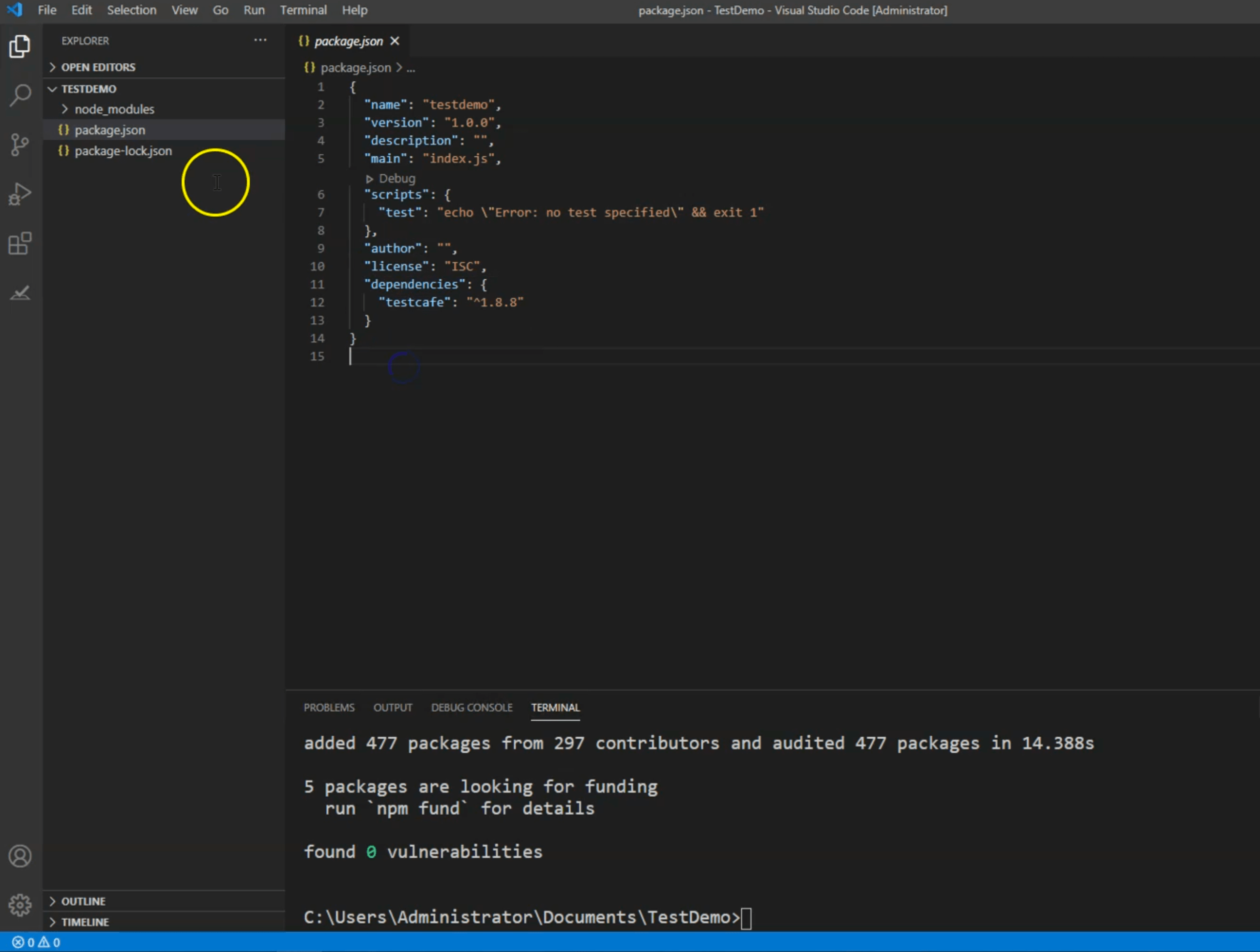 Chapter 2.2 Install NodeJS , VS Code and TestCafe on Windows OS