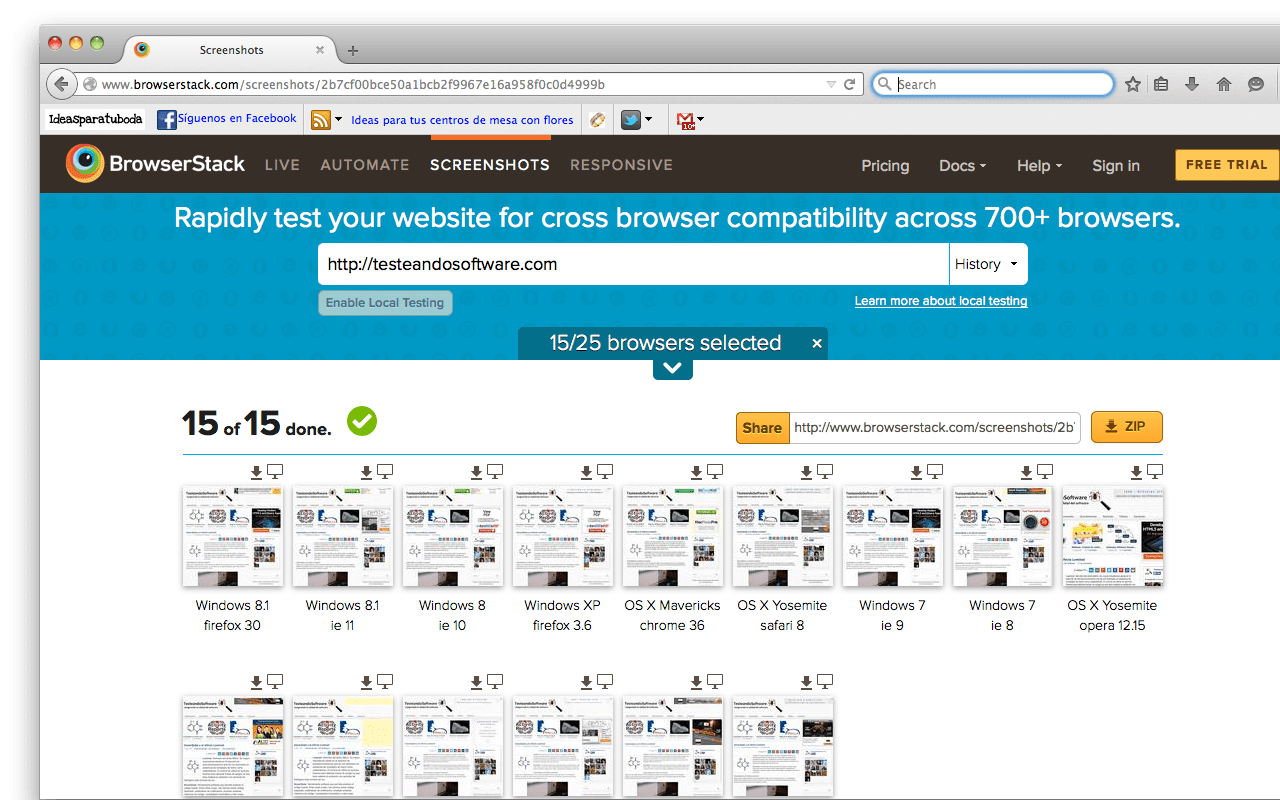Browserstack screenshots Testeando Software