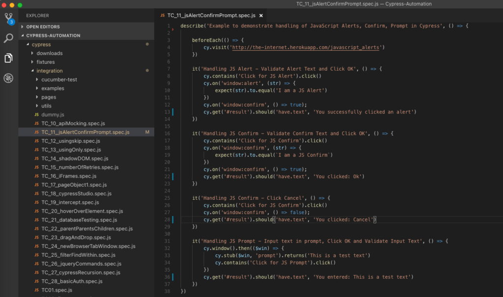 How to handle Javascript Alert, Confirm & Prompt in Cypress