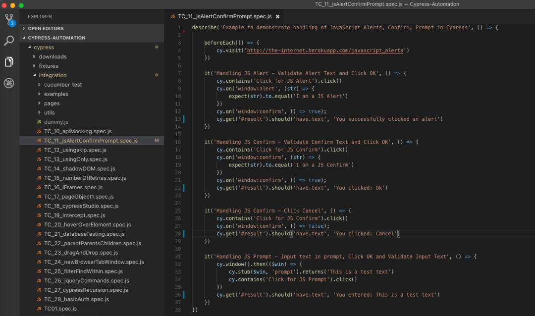 How to handle Javascript Alert, Confirm & Prompt in Cypress