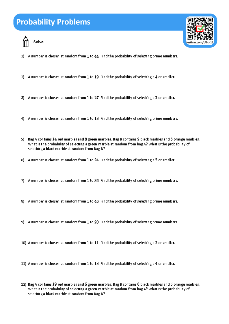 Probability Problems worksheets