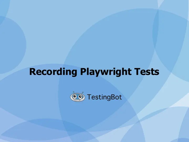 Record tests with Playwright