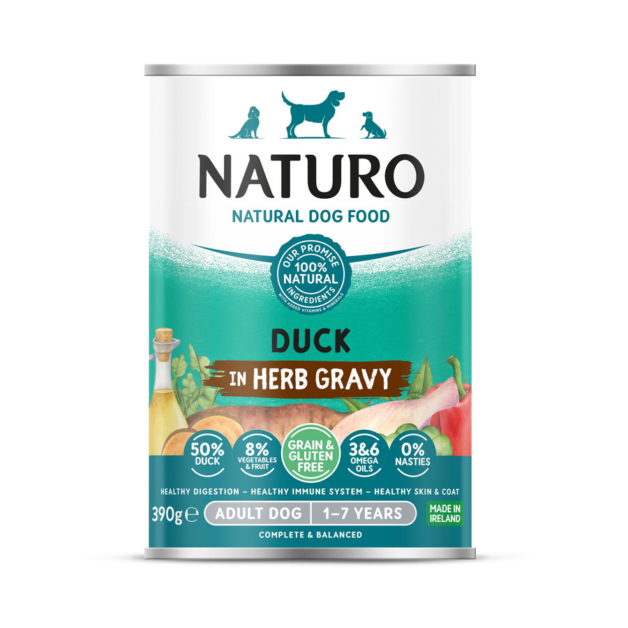 Naturo Grain Free Complete Wet Dog Food Duck & Blueberry 390g Rookes Pet Products