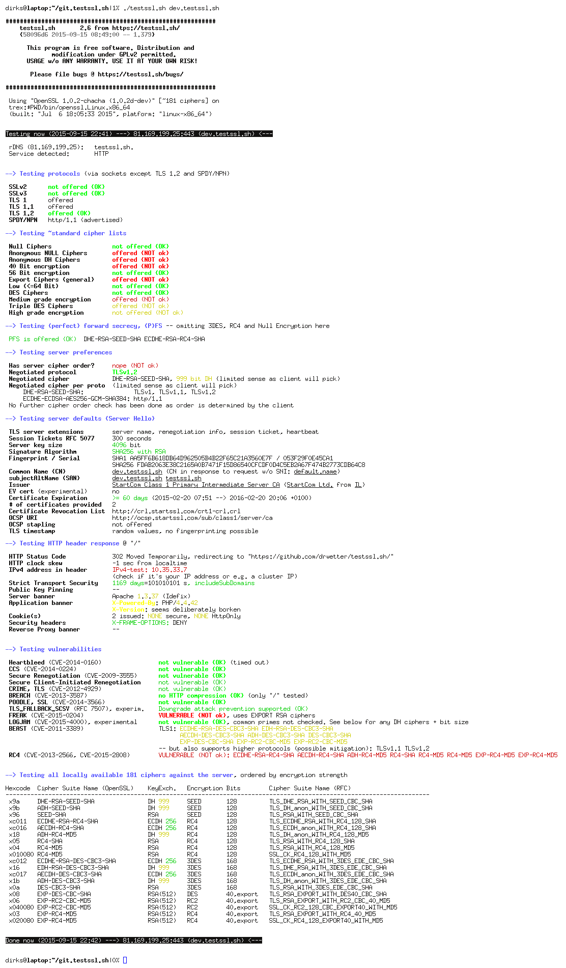 /bin/bash based SSL/TLS tester testssl.sh
