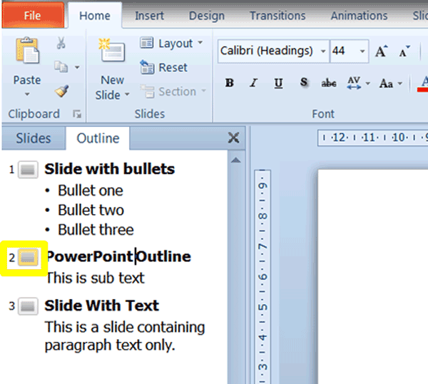 PowerPoint Tutorial Move or Delete Slides in the Outline View