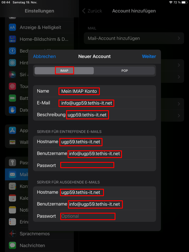 IMAP Mailbox auf iPhone / iPad einrichten tethisit.at