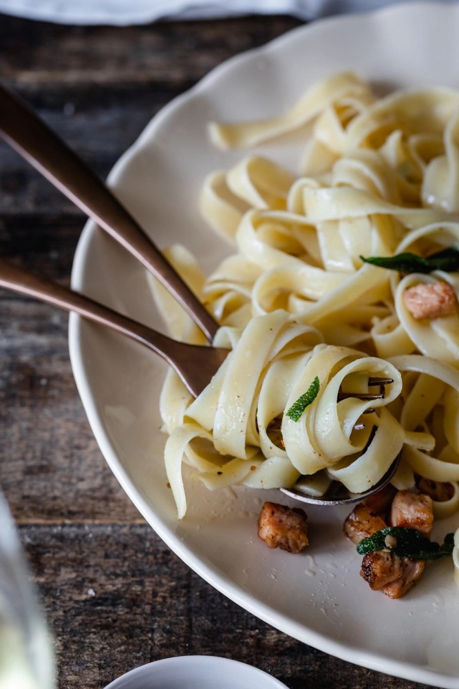 Matsata pasta with burnt butter, sage and apaki Teti's flakes