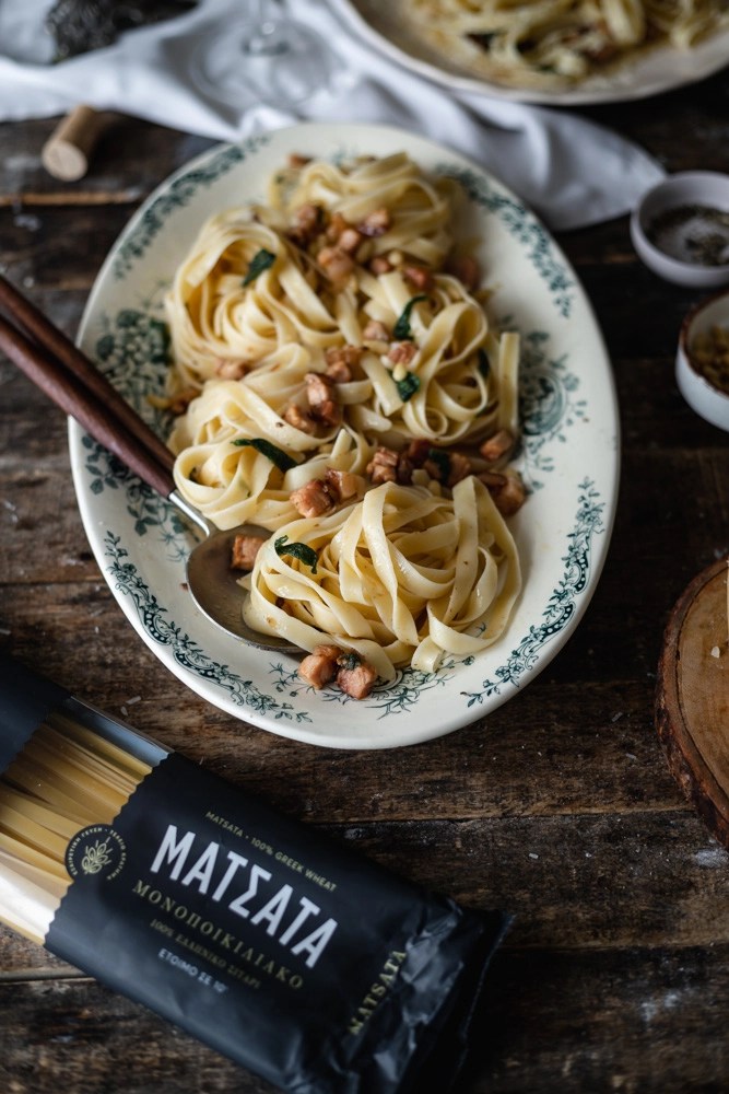 Matsata pasta with burnt butter, sage and apaki Teti's flakes