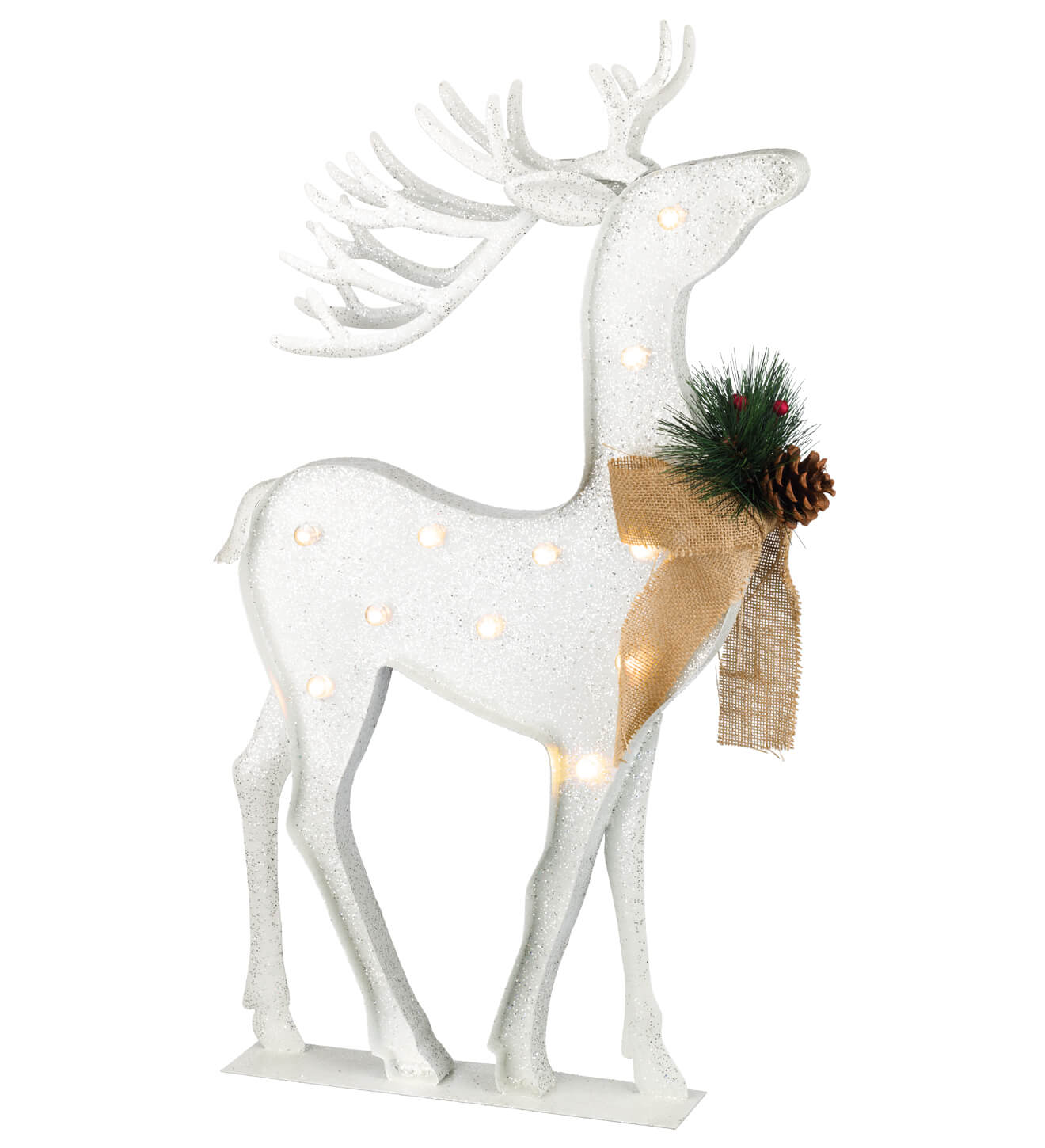 LED White Metal Reindeer Set Teton Timberline Trading