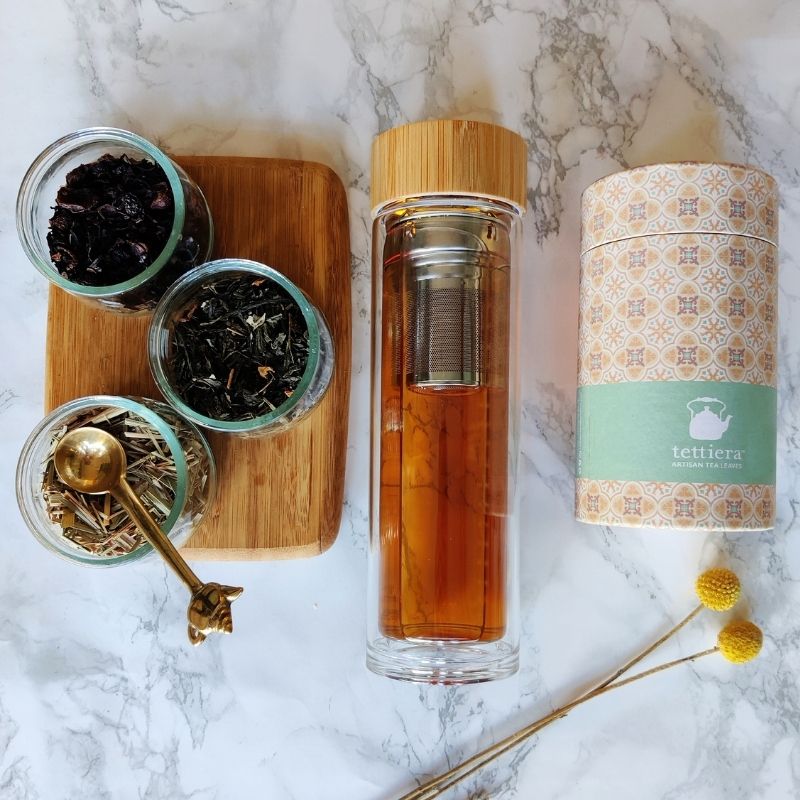 Double Walled Glass Flask with Infuser 400ml Tettiera