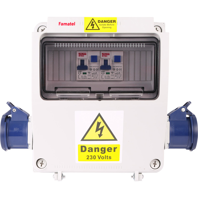 Famatel Caravan / Campsite Electric Hook Up Unit 2 Way 16A Socket