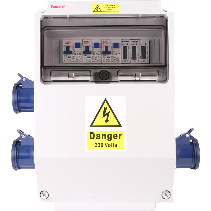 Famatel Caravan / Campsite Electric Hook Up Unit 3 Way 16A Socket
