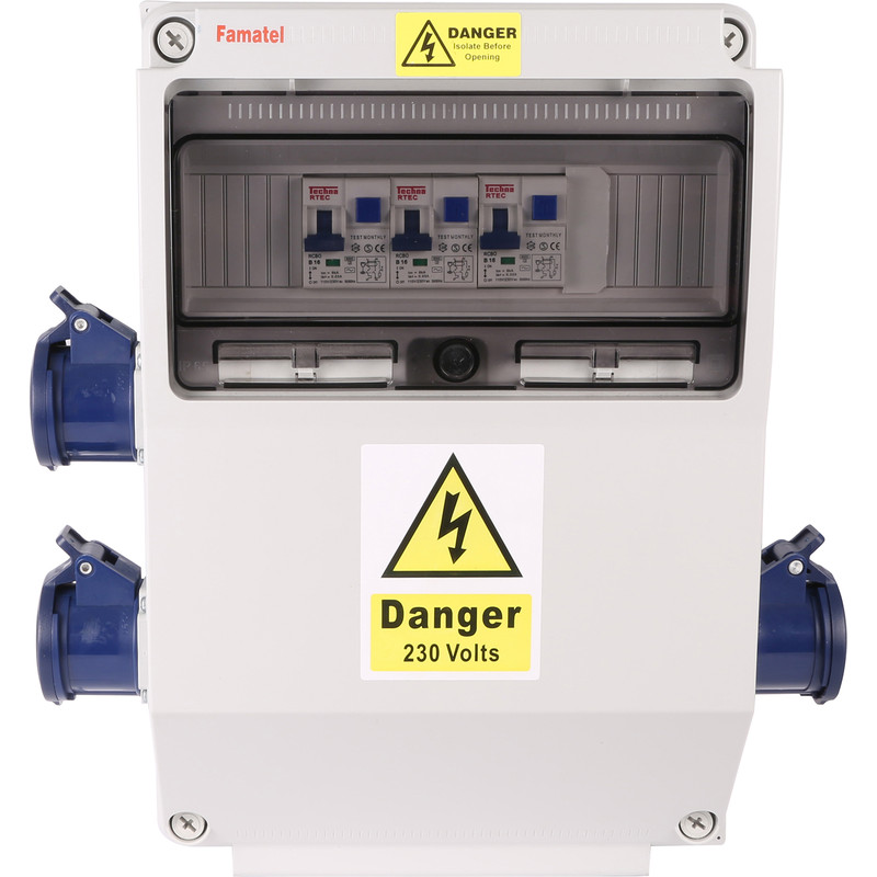 Famatel Caravan / Campsite Electric Hook Up Unit 3 Way 16A Socket