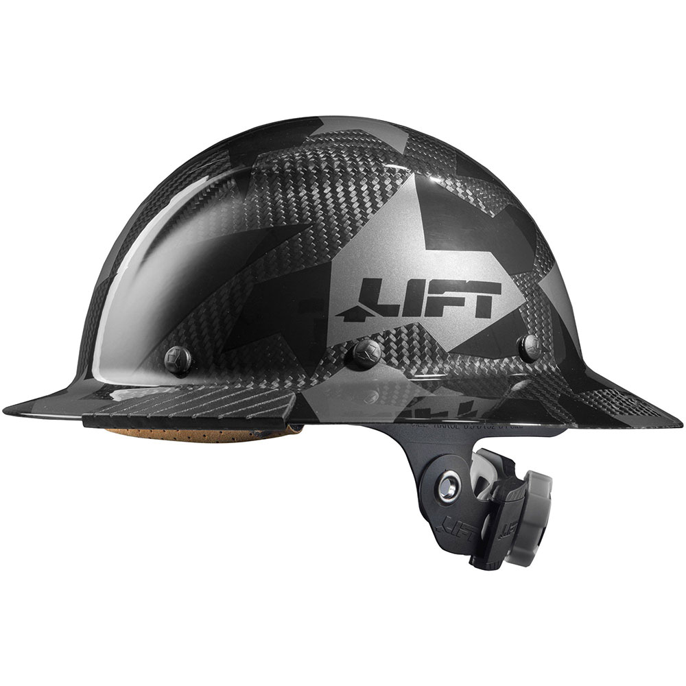LIFT Safety DAX Carbon Fiber Camo Full Brim Hard Hat (HDC20CK) Black
