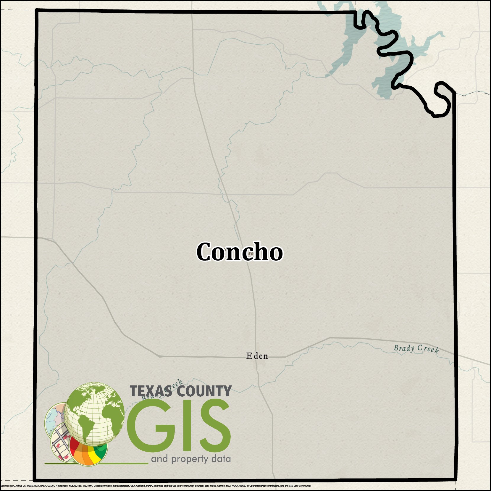Concho County Shapefile and Property Data Texas County GIS Data