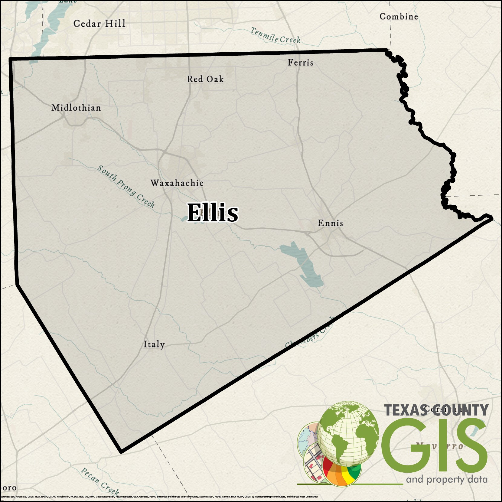 Ellis County GIS Shapefile and Property Data Texas County GIS Data