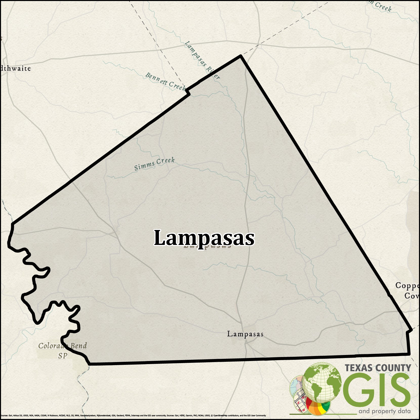 Lampasas County GIS Shapefile and Property Data Texas County GIS Data