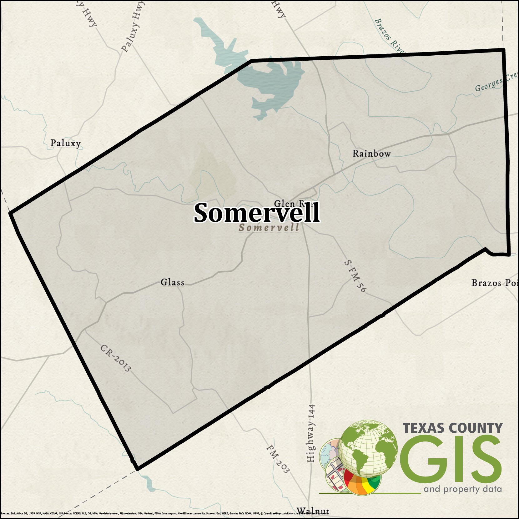 Somervell County GIS Shapefile and Property Data Texas County GIS Data