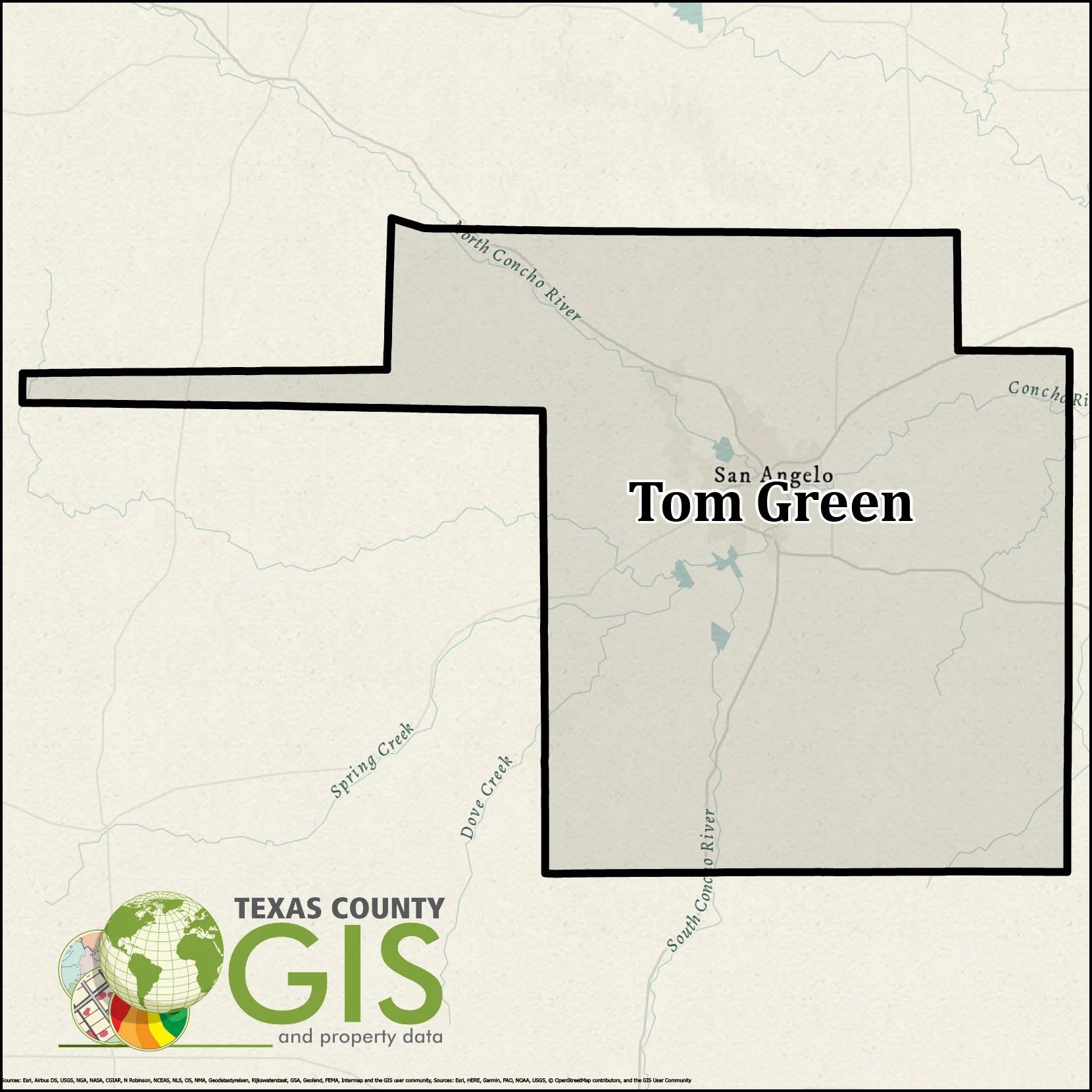 Tom Green County, TX GIS Shapefile & Property Data