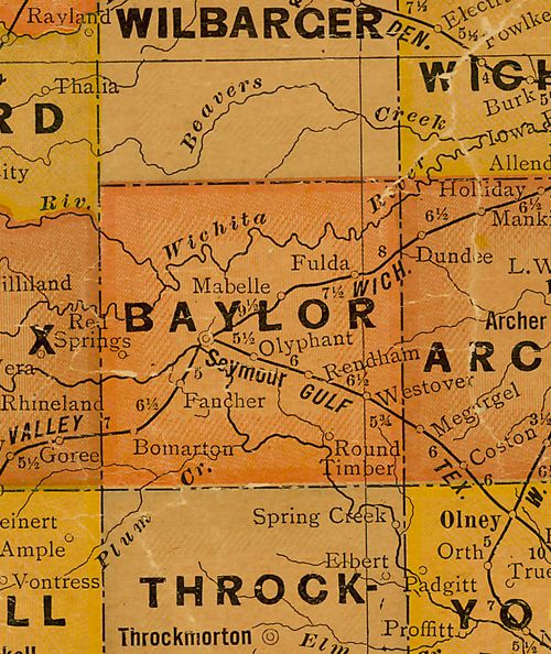 Baylor County, Texas, with vintage maps.