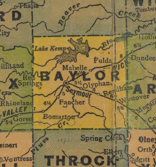 Baylor County Texas history, town list, vintage maps & more.