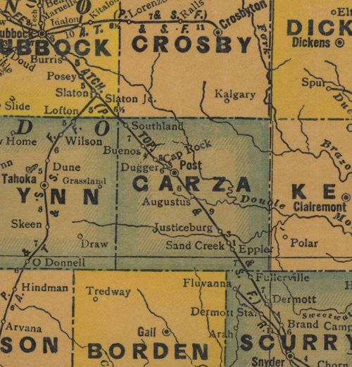Garza County, Texas history, town list, vintage maps & more.