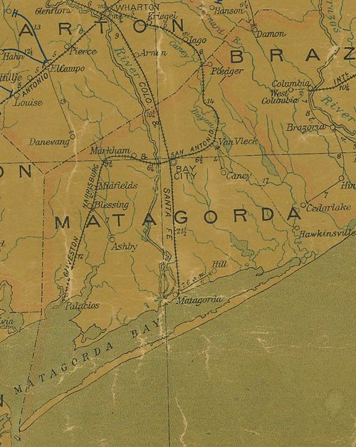 Matagorda County Texas vintage maps, cities, towns, history, centennial