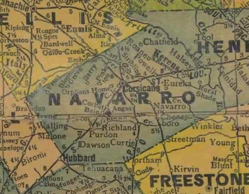 Navarro County Texas history, cities, towns, vintage maps & more.