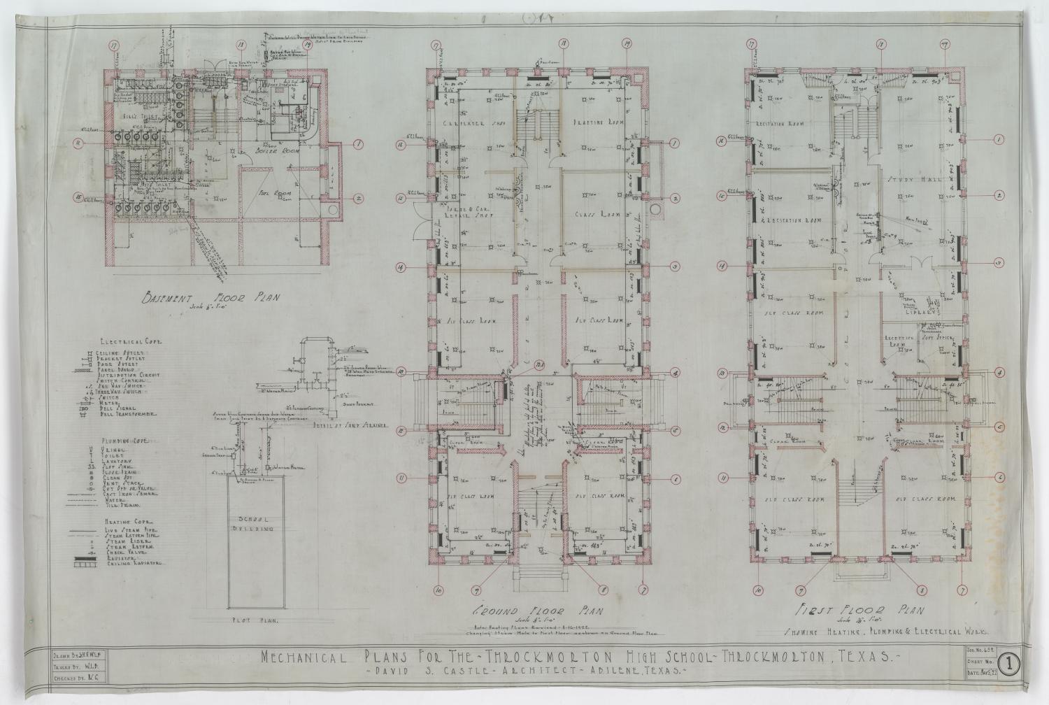 Mechanical Plans for the Throckmorton High School, Throckmorton, Texas