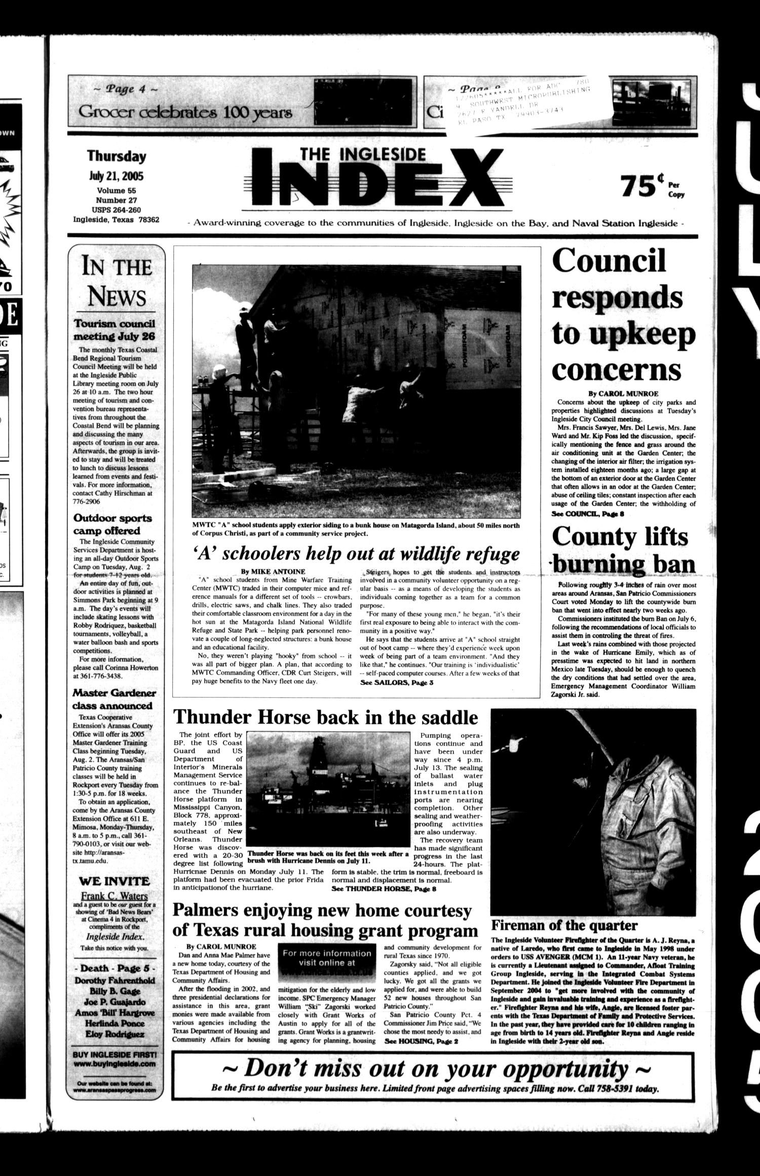 The Ingleside Index (Ingleside, Tex.), Vol. 55, No. 27, Ed. 1 Thursday
