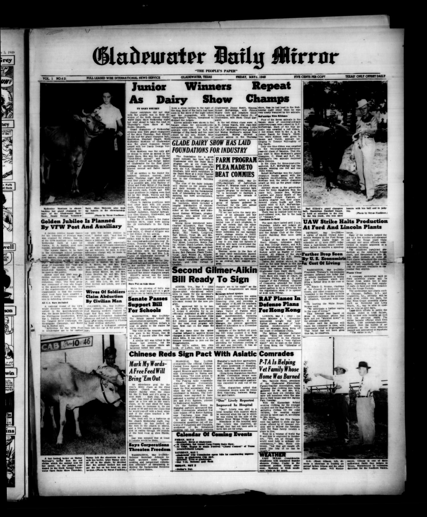 Gladewater Daily Mirror (Gladewater, Tex.), Vol. 1, No. 43, Ed. 1