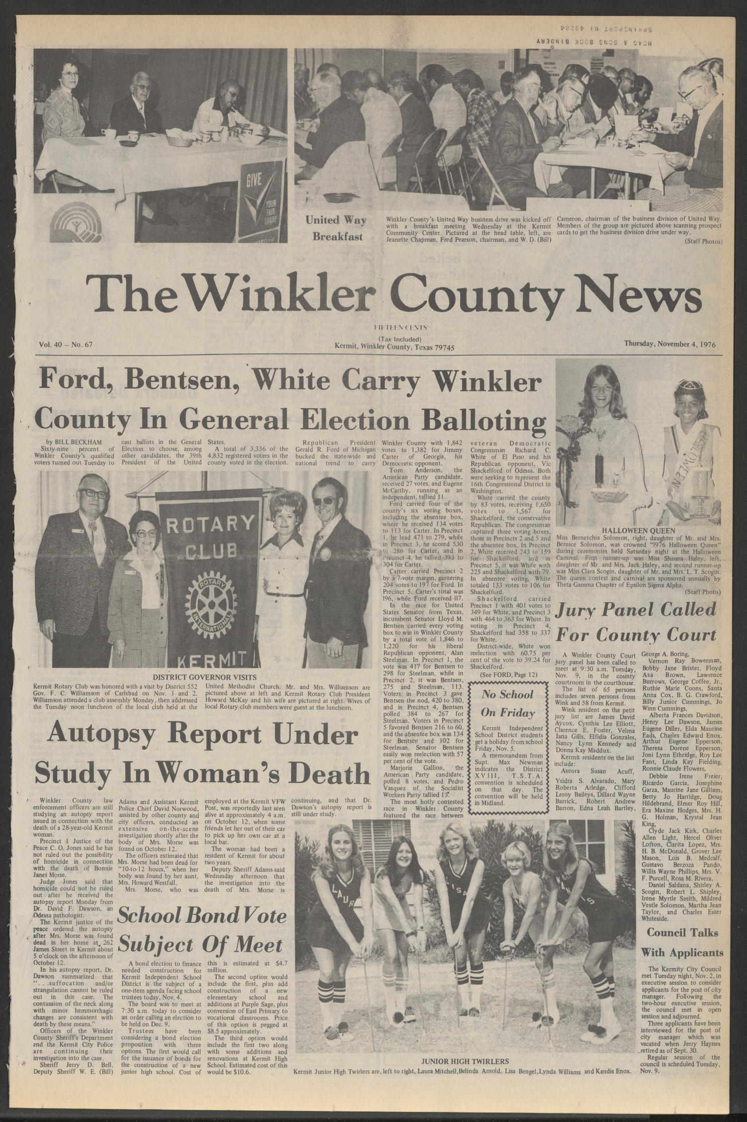 The Winkler County News (Kermit, Tex.), Vol. 40, No. 67, Ed. 1 Thursday