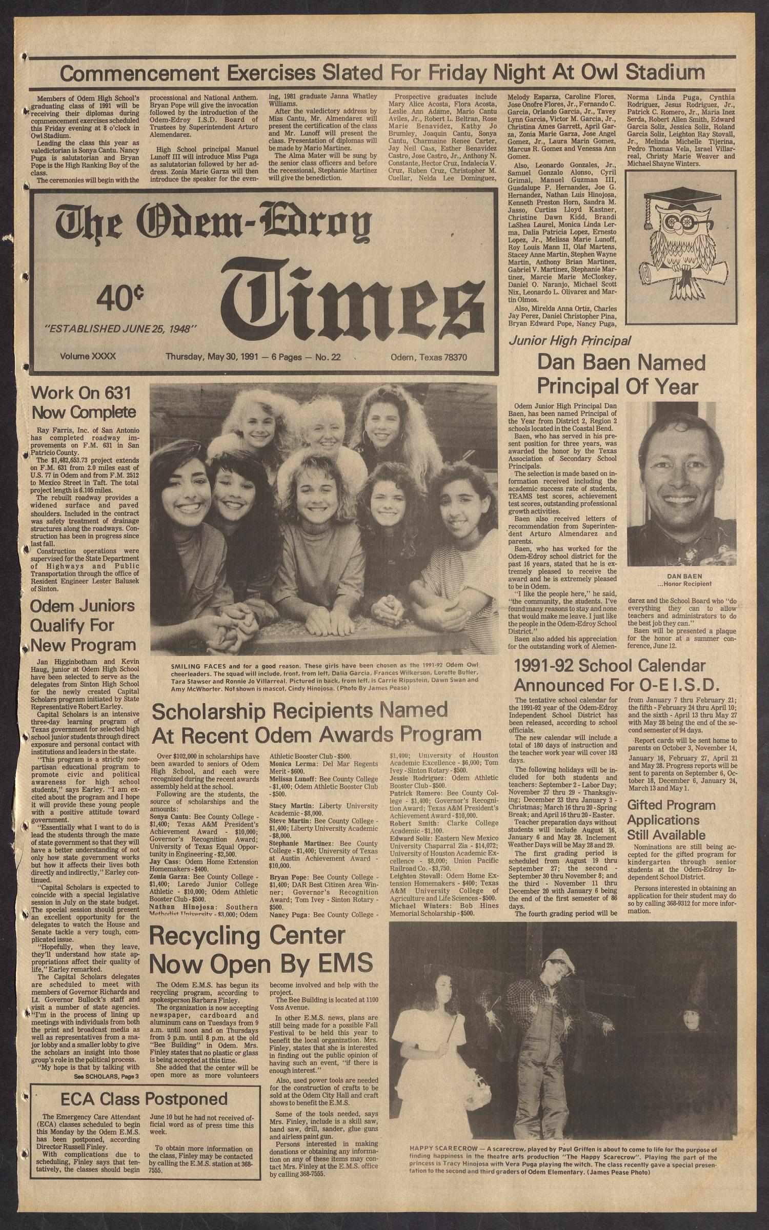 The OdemEdroy Times (Odem, Tex.), Vol. 40, No. 22, Ed. 1 Thursday, May