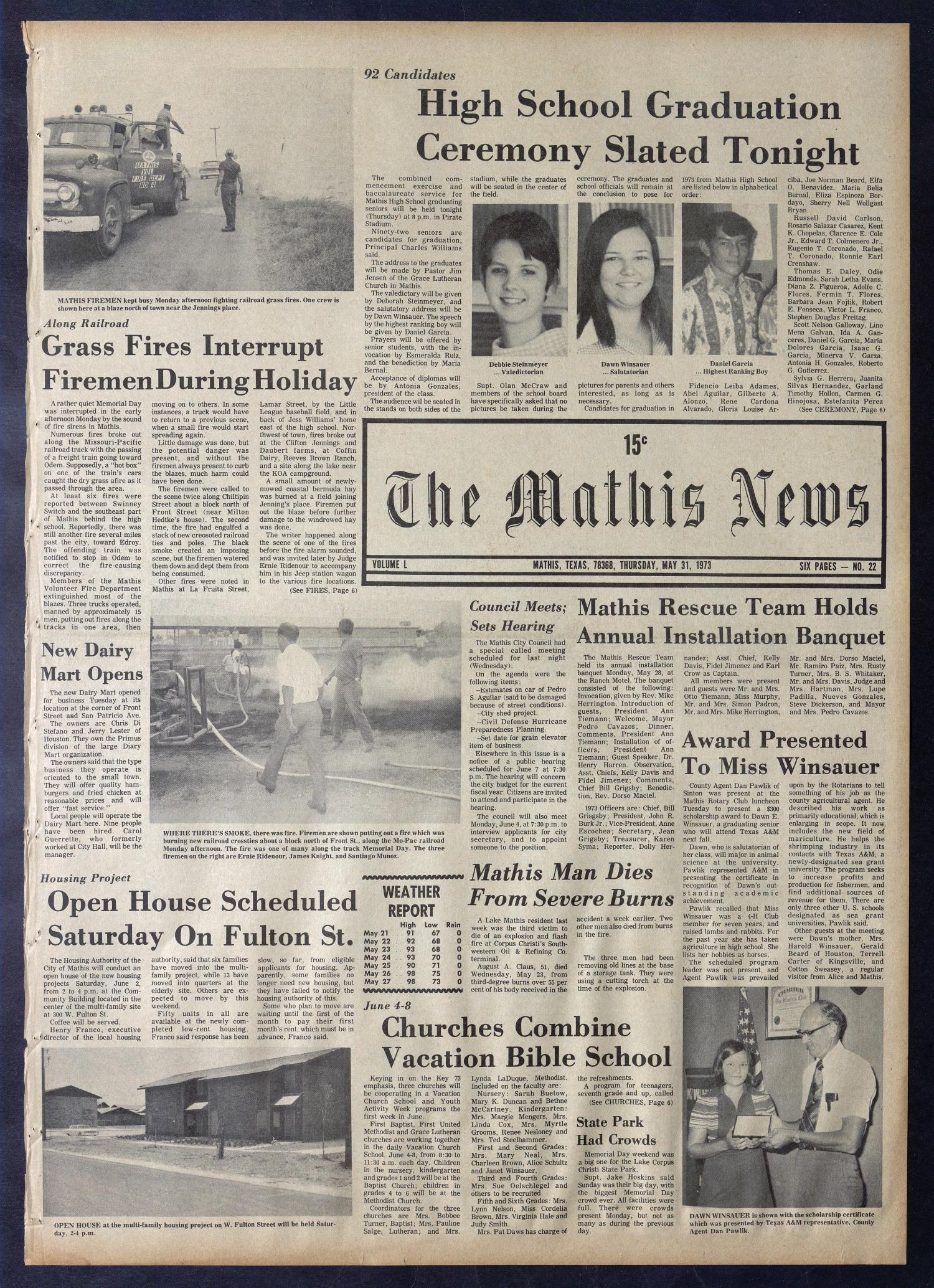 The Mathis News (Mathis, Tex.), Vol. 50, No. 22, Ed. 1 Thursday, May 31