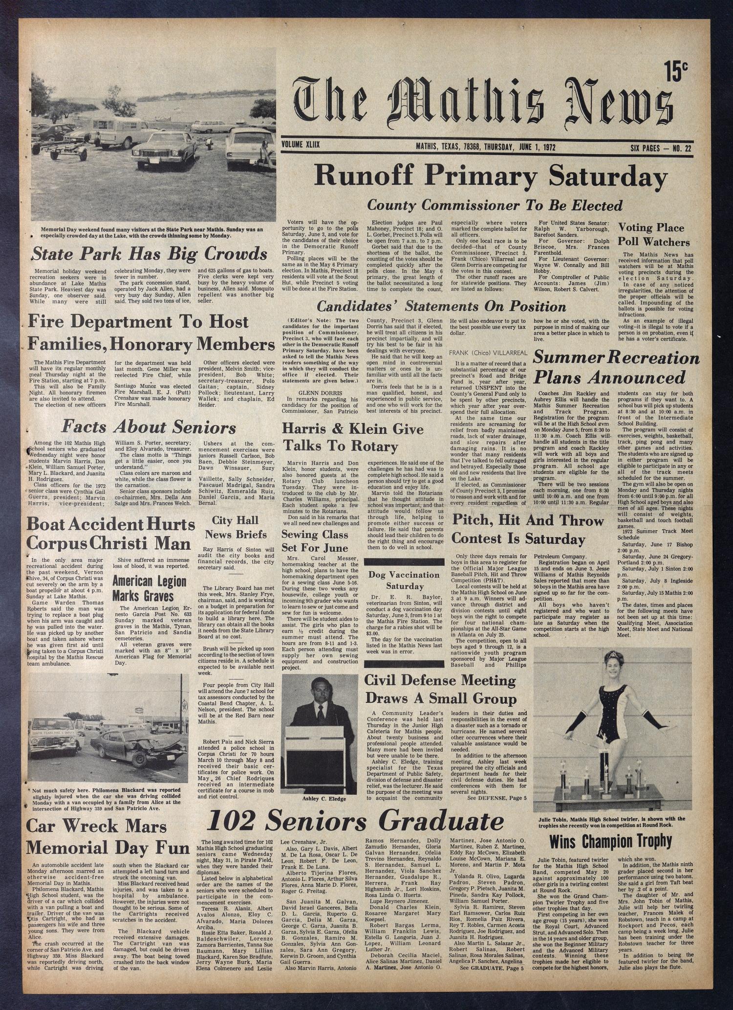The Mathis News (Mathis, Tex.), Vol. 48, No. 22, Ed. 1 Thursday, June 1