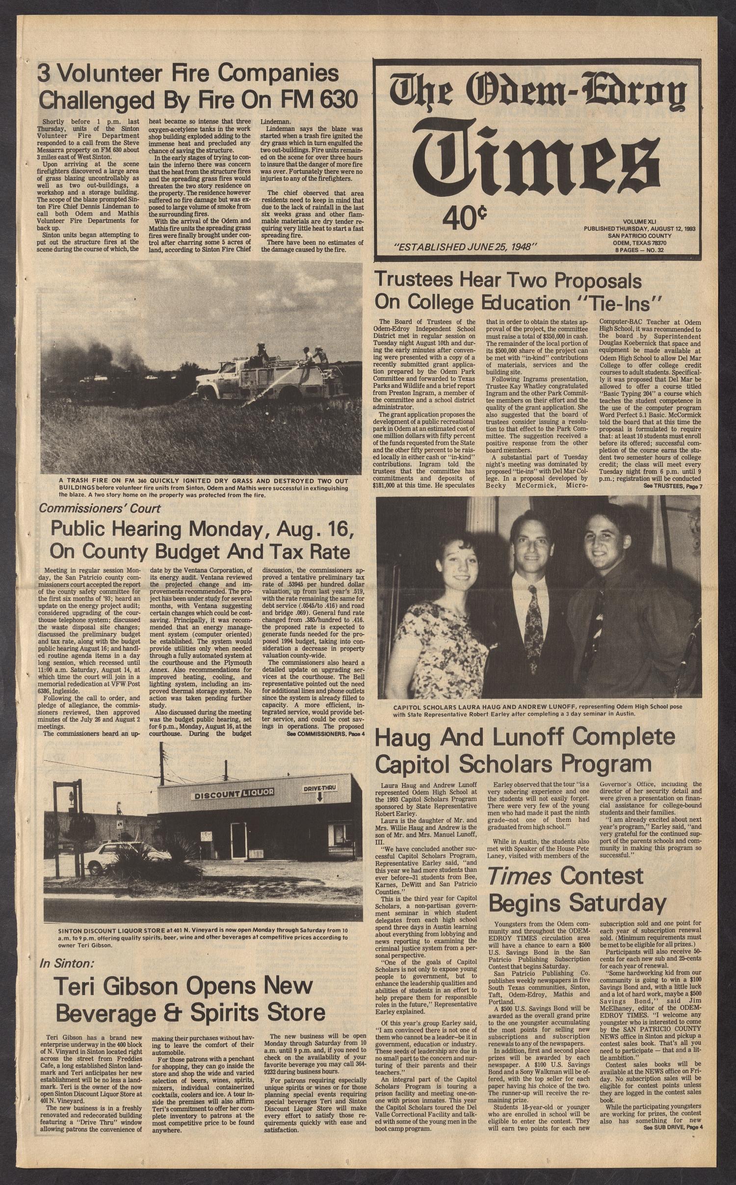 The OdemEdroy Times (Odem, Tex.), Vol. 41, No. 32, Ed. 1 Thursday