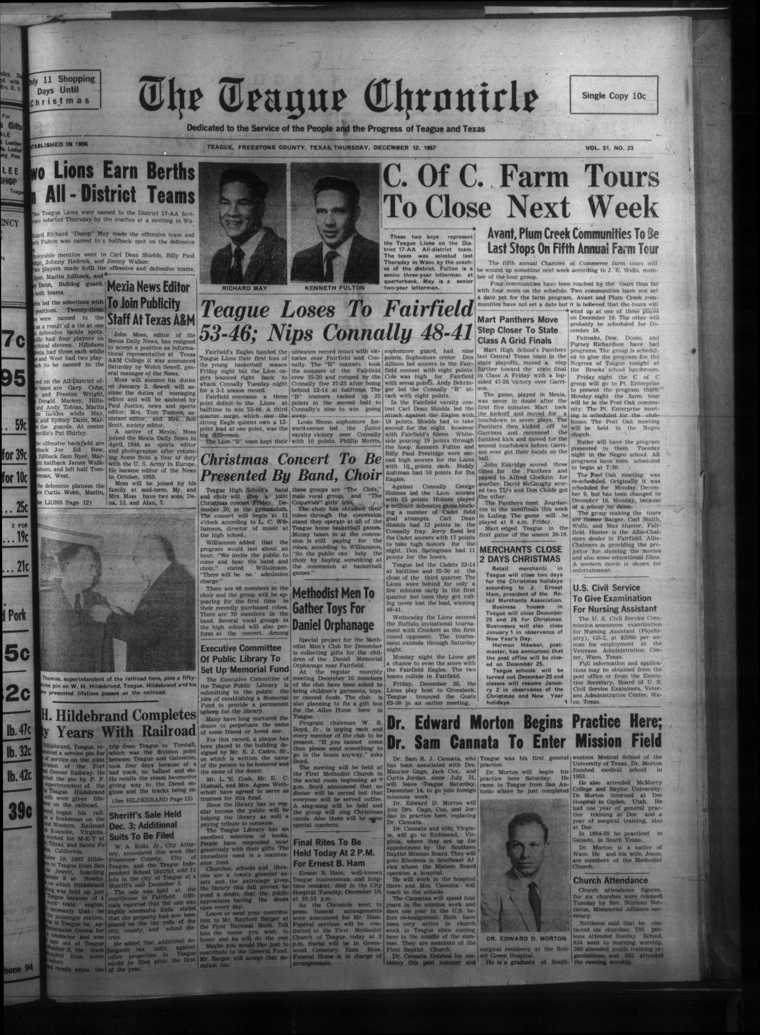 The Teague Chronicle (Teague, Tex.), Vol. 51, No. 23, Ed. 1 Thursday