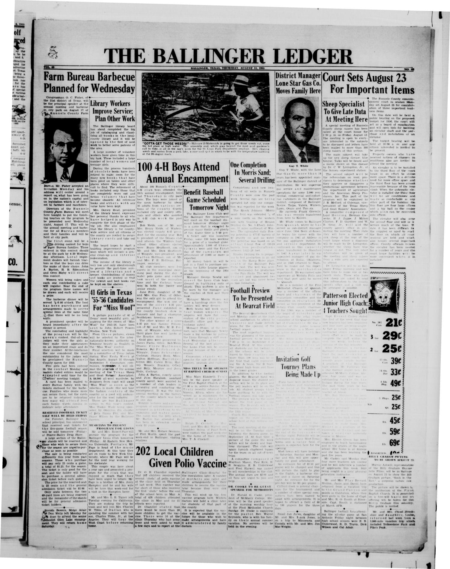 The Ballinger Ledger (Ballinger, Tex.), Vol. 69, No. 42, Ed. 1 Thursday