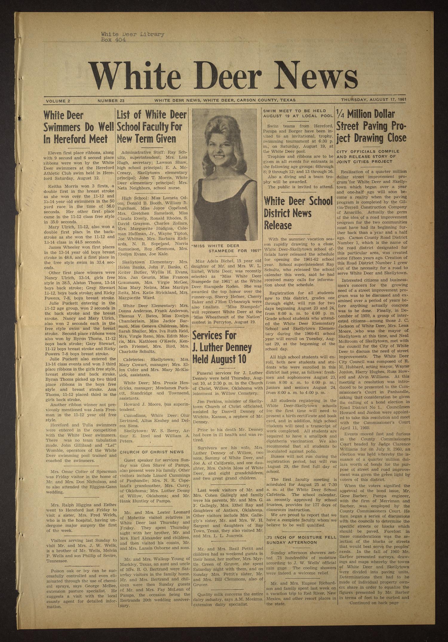 White Deer News (White Deer, Tex.), Vol. 2, No. 23, Ed. 1 Thursday